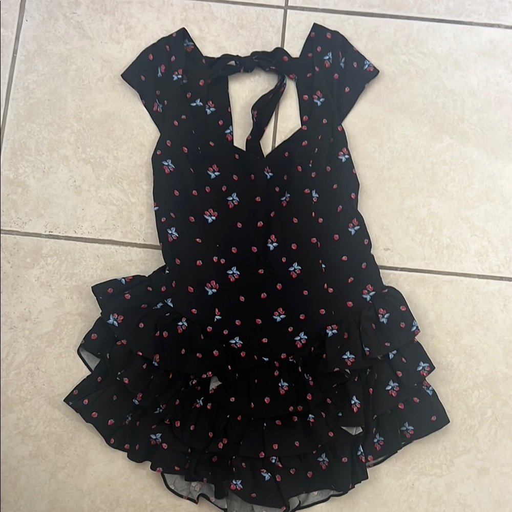Urban Outfitters romper Dress Black and Pink Ruffled Elegance